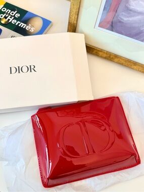 Dior Red Zip Cosmetic Bag